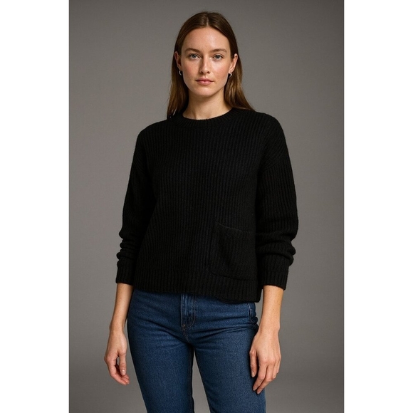 N.O.W. Andrea Rosati Cashmere Sweater Women Black Ribbed Knit Italy Oversized M - Picture 1 of 14